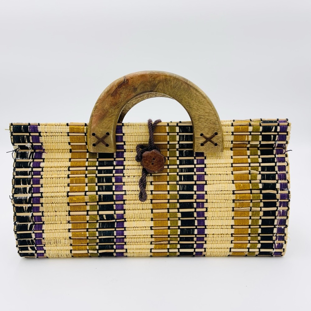 Love Stitch Wood Bamboo Small Medium Hand Bag